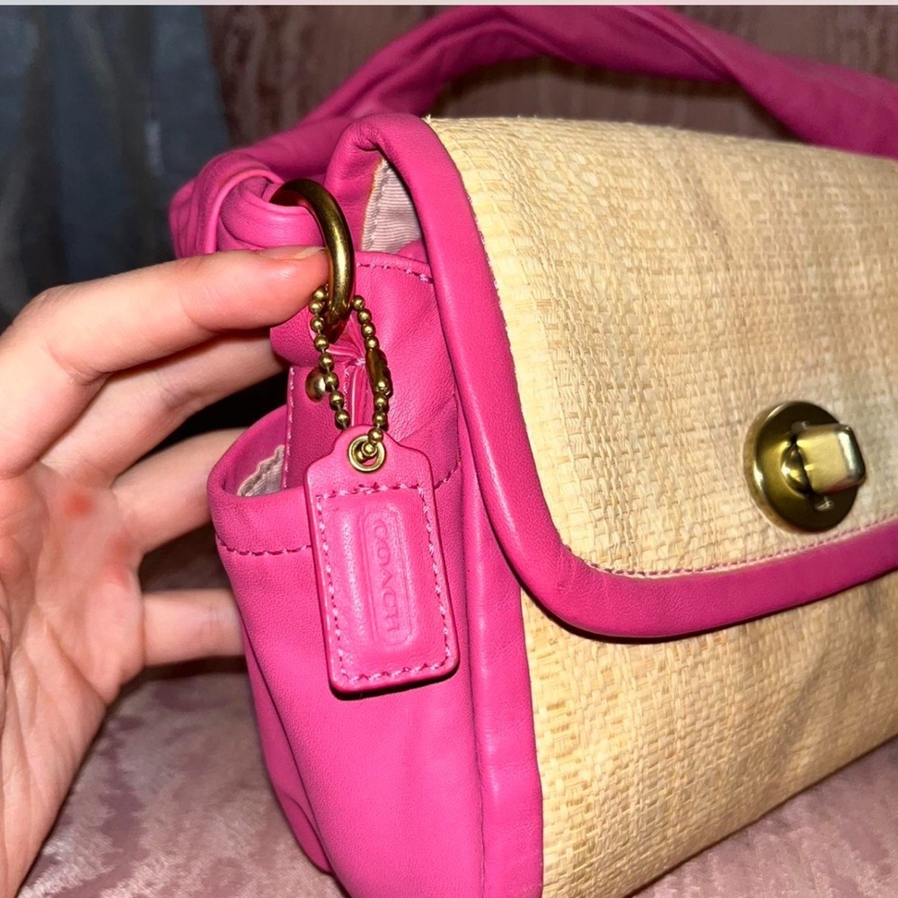 Coach Straw & Leather Shoulder Bag – Style 42475 - Picture 4 of 9